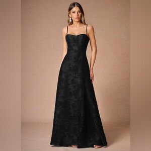 Black Wedding Guest Dress - Azazie HOLLIS LACE BACK MAXI DRESS